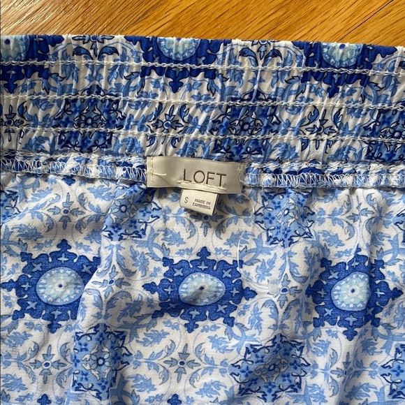 LOFT Blue and White A-Line Midi Skirt - Picture 4 of 7